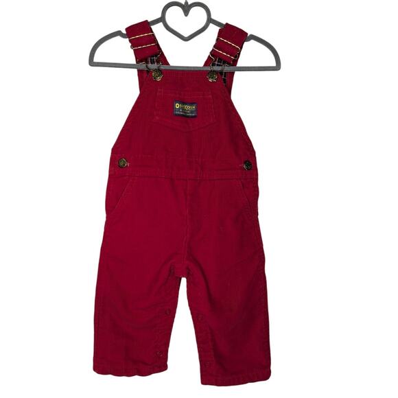 Vintage OshKosh B' Gosh Red Corduroy Overalls Made in USA Unisex Baby 18 Months - Picture 1 of 8
